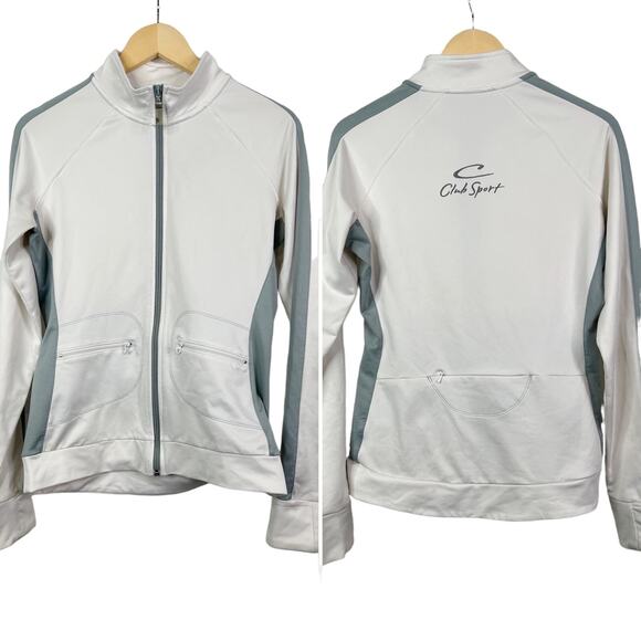 ALO yoga Club Sport Contour White Running Track Jacket Size S - Picture 1 of 12